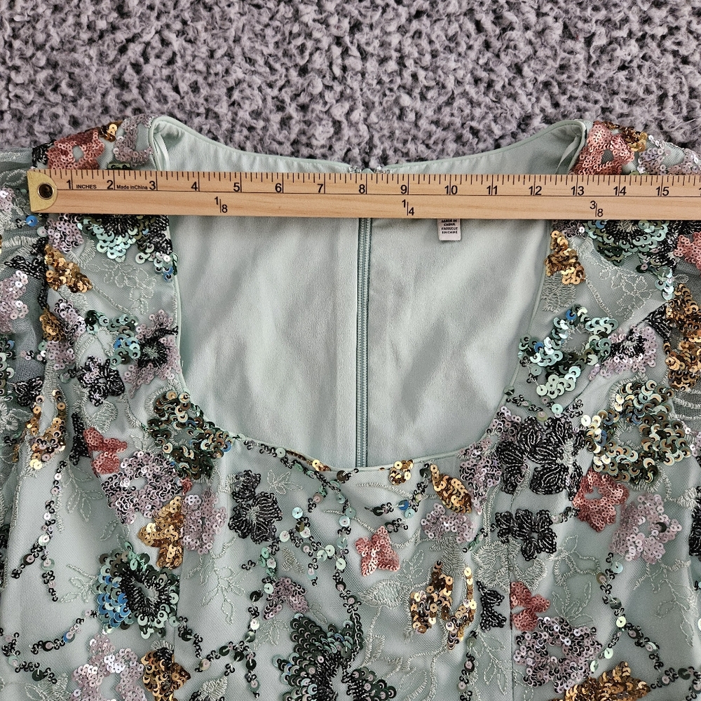 Dress the Population Jillian Mini Dress Sz 12 M L (XXL) Mint Sage Sequined Prom - Picture 8 of 13
